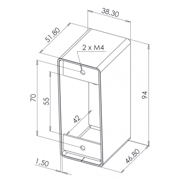 Boîtier applique pour gamme bouton poussoir INOX