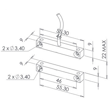 Contact magnétique 10m huisserie métal