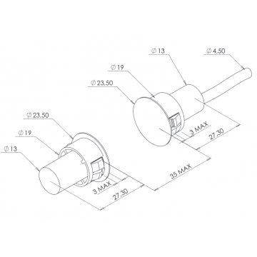 Contact magnétique 2 fils 2m menuiserie métal