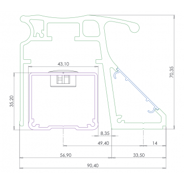 Bandeau CPREG2N 2500 mm AS 2 x 300 daN 12/24V DC +