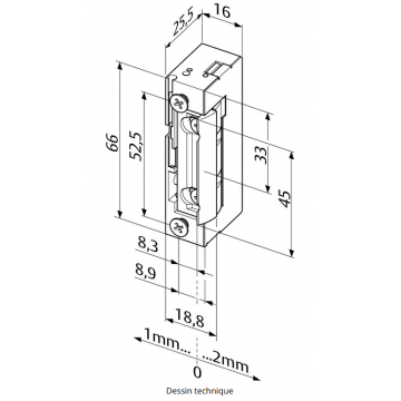 Gâche électrique à émission 10-24V - 118