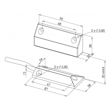 Contact magnétique sabot 5 fils 2 m