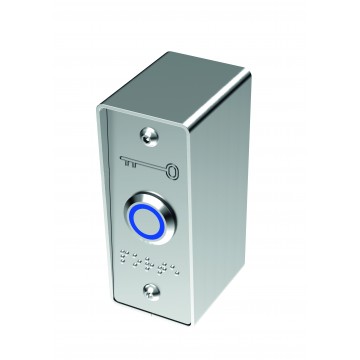 Bouton poussoir bleu avec plaque braille + boitier