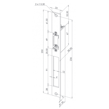 Têtière réversible en acier inoxydable 250 mm